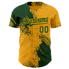Laden Sie das Bild in den Galerie-Viewer, Custom Gold-Green Abstract Brush Stroke Authentic Baseball Jersey