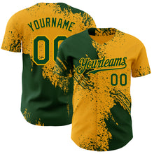 Laden Sie das Bild in den Galerie-Viewer, Custom Gold-Green Abstract Brush Stroke Authentic Baseball Jersey