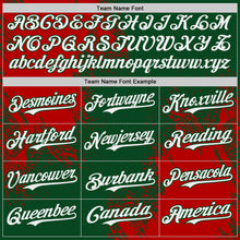 Load image into Gallery viewer, Custom Green White-Red Abstract Brush Stroke Authentic Baseball Jersey