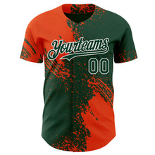 Laden Sie das Bild in den Galerie-Viewer, Custom Green Orange-White Abstract Brush Stroke Authentic Baseball Jersey