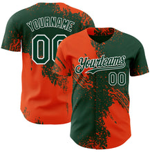 Laden Sie das Bild in den Galerie-Viewer, Custom Green Orange-White Abstract Brush Stroke Authentic Baseball Jersey