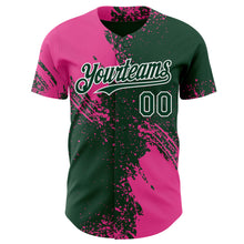 Charger l'image dans la galerie, Custom Green Pink-White Abstract Brush Stroke Authentic Baseball Jersey