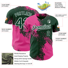 Charger l'image dans la galerie, Custom Green Pink-White Abstract Brush Stroke Authentic Baseball Jersey