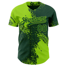 Charger l'image dans la galerie, Custom Green-Neon Green Abstract Brush Stroke Authentic Baseball Jersey