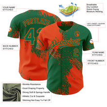 Laden Sie das Bild in den Galerie-Viewer, Custom Kelly Green-Orange Abstract Brush Stroke Authentic Baseball Jersey