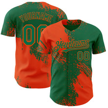 Laden Sie das Bild in den Galerie-Viewer, Custom Kelly Green-Orange Abstract Brush Stroke Authentic Baseball Jersey