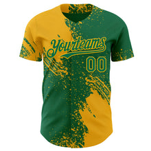 Charger l'image dans la galerie, Custom Kelly Green-Gold Abstract Brush Stroke Authentic Baseball Jersey