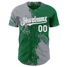 Laden Sie das Bild in den Galerie-Viewer, Custom Kelly Green White-Gray Abstract Brush Stroke Authentic Baseball Jersey