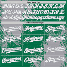 Laden Sie das Bild in den Galerie-Viewer, Custom Kelly Green White-Gray Abstract Brush Stroke Authentic Baseball Jersey