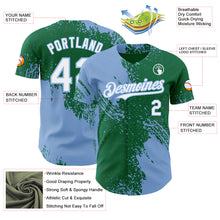 Laden Sie das Bild in den Galerie-Viewer, Custom Kelly Green White-Light Blue Abstract Brush Stroke Authentic Baseball Jersey
