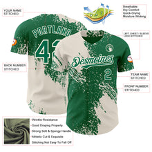 Laden Sie das Bild in den Galerie-Viewer, Custom Kelly Green-Cream Abstract Brush Stroke Authentic Baseball Jersey