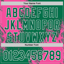 Load image into Gallery viewer, Custom Kelly Green Pink-White Abstract Brush Stroke Authentic Baseball Jersey