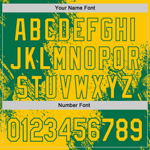 Charger l'image dans la galerie, Custom Yellow-Kelly Green Abstract Brush Stroke Authentic Baseball Jersey