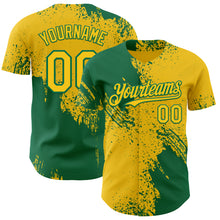 Charger l'image dans la galerie, Custom Yellow-Kelly Green Abstract Brush Stroke Authentic Baseball Jersey