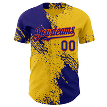 Загрузить изображение в средство просмотра галереи, Custom Yellow Dark Purple-Orange Abstract Brush Stroke Authentic Baseball Jersey