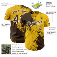 Load image into Gallery viewer, Custom Yellow Brown-White Abstract Brush Stroke Authentic Baseball Jersey