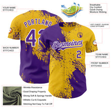Laden Sie das Bild in den Galerie-Viewer, Custom Yellow Purple-White Abstract Brush Stroke Authentic Baseball Jersey