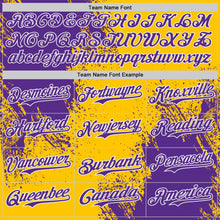Laden Sie das Bild in den Galerie-Viewer, Custom Yellow Purple-White Abstract Brush Stroke Authentic Baseball Jersey