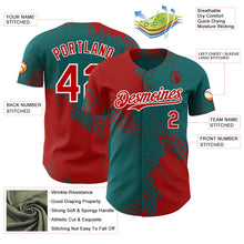 Laden Sie das Bild in den Galerie-Viewer, Custom Teal Red-White Abstract Brush Stroke Authentic Baseball Jersey