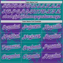 Laden Sie das Bild in den Galerie-Viewer, Custom Teal Purple-White Abstract Brush Stroke Authentic Baseball Jersey
