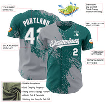Load image into Gallery viewer, Custom Teal White-Gray Abstract Brush Stroke Authentic Baseball Jersey