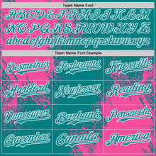Load image into Gallery viewer, Custom Teal Pink-White Abstract Brush Stroke Authentic Baseball Jersey