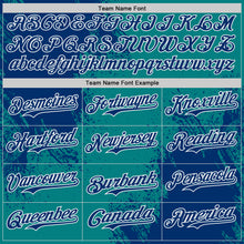 Laden Sie das Bild in den Galerie-Viewer, Custom Teal US Navy Blue-White Abstract Brush Stroke Authentic Baseball Jersey