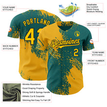 Charger l'image dans la galerie, Custom Teal Yellow-Black Abstract Brush Stroke Authentic Baseball Jersey