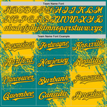 Charger l'image dans la galerie, Custom Teal Yellow-Black Abstract Brush Stroke Authentic Baseball Jersey