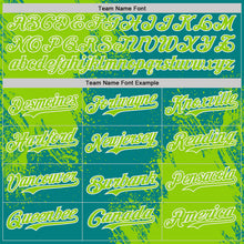 Load image into Gallery viewer, Custom Teal Neon Green-White Abstract Brush Stroke Authentic Baseball Jersey