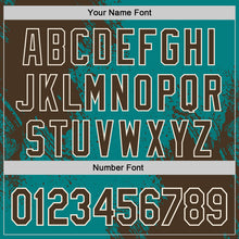 Load image into Gallery viewer, Custom Teal Brown-Cream Abstract Brush Stroke Authentic Baseball Jersey