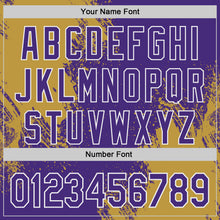 Load image into Gallery viewer, Custom Purple Old Gold-White Abstract Brush Stroke Authentic Baseball Jersey