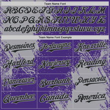 Charger l'image dans la galerie, Custom Purple Black-Gray Abstract Brush Stroke Authentic Baseball Jersey