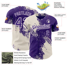 Load image into Gallery viewer, Custom Purple-Cream Abstract Brush Stroke Authentic Baseball Jersey