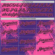 Charger l'image dans la galerie, Custom Purple Black-Pink Abstract Brush Stroke Authentic Baseball Jersey