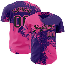 Charger l'image dans la galerie, Custom Purple Black-Pink Abstract Brush Stroke Authentic Baseball Jersey