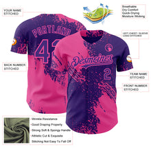 Load image into Gallery viewer, Custom Purple-Pink Abstract Brush Stroke Authentic Baseball Jersey