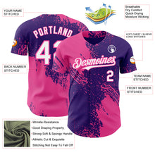 Charger l'image dans la galerie, Custom Purple White-Pink Abstract Brush Stroke Authentic Baseball Jersey