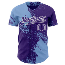Load image into Gallery viewer, Custom Purple Light Blue-White Abstract Brush Stroke Authentic Baseball Jersey