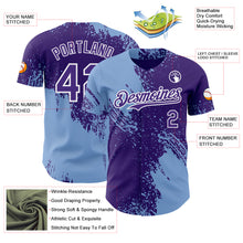 Load image into Gallery viewer, Custom Purple Light Blue-White Abstract Brush Stroke Authentic Baseball Jersey
