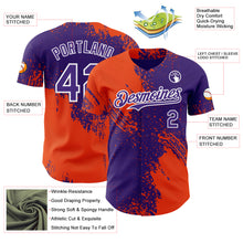 Load image into Gallery viewer, Custom Purple Orange-White Abstract Brush Stroke Authentic Baseball Jersey