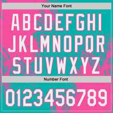 Load image into Gallery viewer, Custom Aqua White-Pink Abstract Brush Stroke Authentic Baseball Jersey