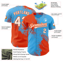 Charger l'image dans la galerie, Custom Sky Blue White-Orange Abstract Brush Stroke Authentic Baseball Jersey