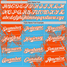 Charger l'image dans la galerie, Custom Sky Blue White-Orange Abstract Brush Stroke Authentic Baseball Jersey