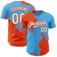 Charger l'image dans la galerie, Custom Sky Blue White-Orange Abstract Brush Stroke Authentic Baseball Jersey