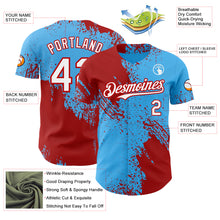 Charger l'image dans la galerie, Custom Sky Blue White-Red Abstract Brush Stroke Authentic Baseball Jersey