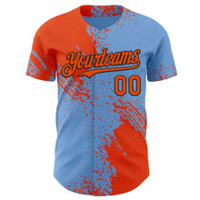 Laden Sie das Bild in den Galerie-Viewer, Custom Light Blue Orange-Black Abstract Brush Stroke Authentic Baseball Jersey