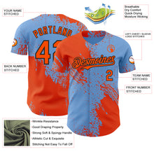 Laden Sie das Bild in den Galerie-Viewer, Custom Light Blue Orange-Black Abstract Brush Stroke Authentic Baseball Jersey