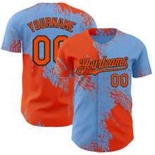 Laden Sie das Bild in den Galerie-Viewer, Custom Light Blue Orange-Black Abstract Brush Stroke Authentic Baseball Jersey