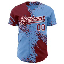 Laden Sie das Bild in den Galerie-Viewer, Custom Light Blue Crimson-Cream Abstract Brush Stroke Authentic Baseball Jersey